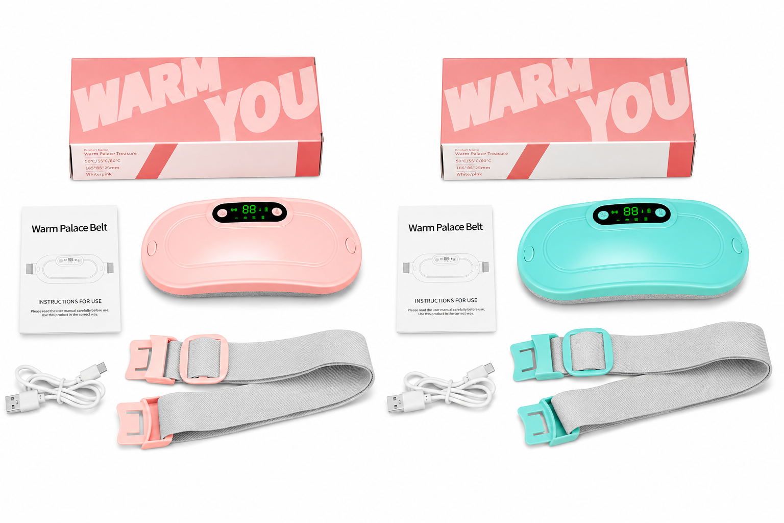 Portable Menstrual Heating Pad Belt | 3 Heat Levels & 4 Massage Modes, Cordless Period Cramp Relief for Women
